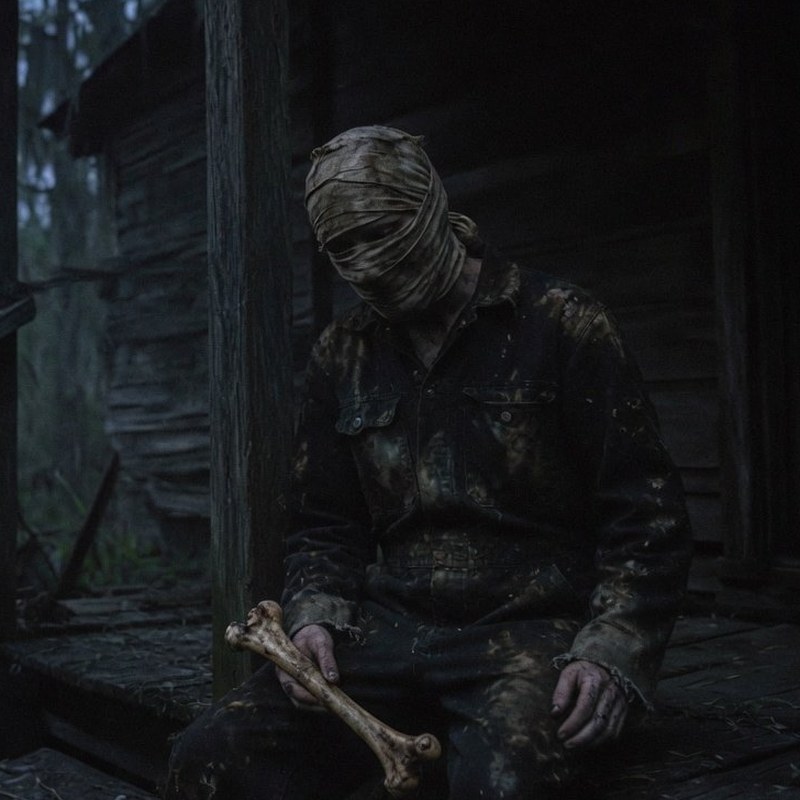 The Foundling holding a bone