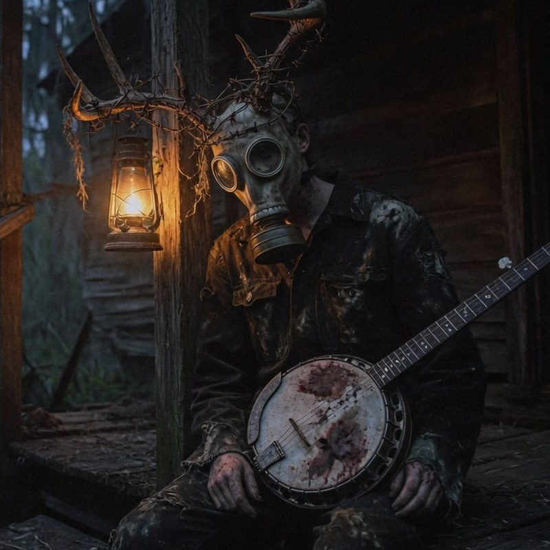 Jubal holding a banjo